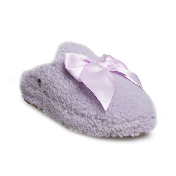 UGG Addison Lavender Fog Slippers fuzzy bow sz 10 - Picture 1 of 9